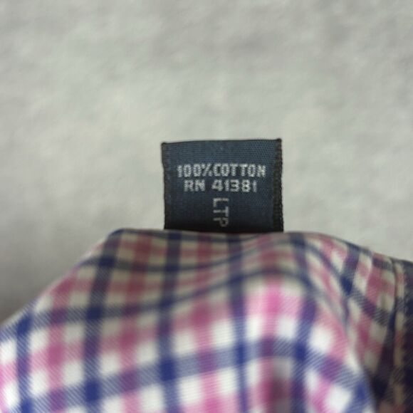 Ralph Lauren Shirt Men Large Button Down Pink Blue Plaid Custom Fit Chest Pocket - Picture 8 of 11